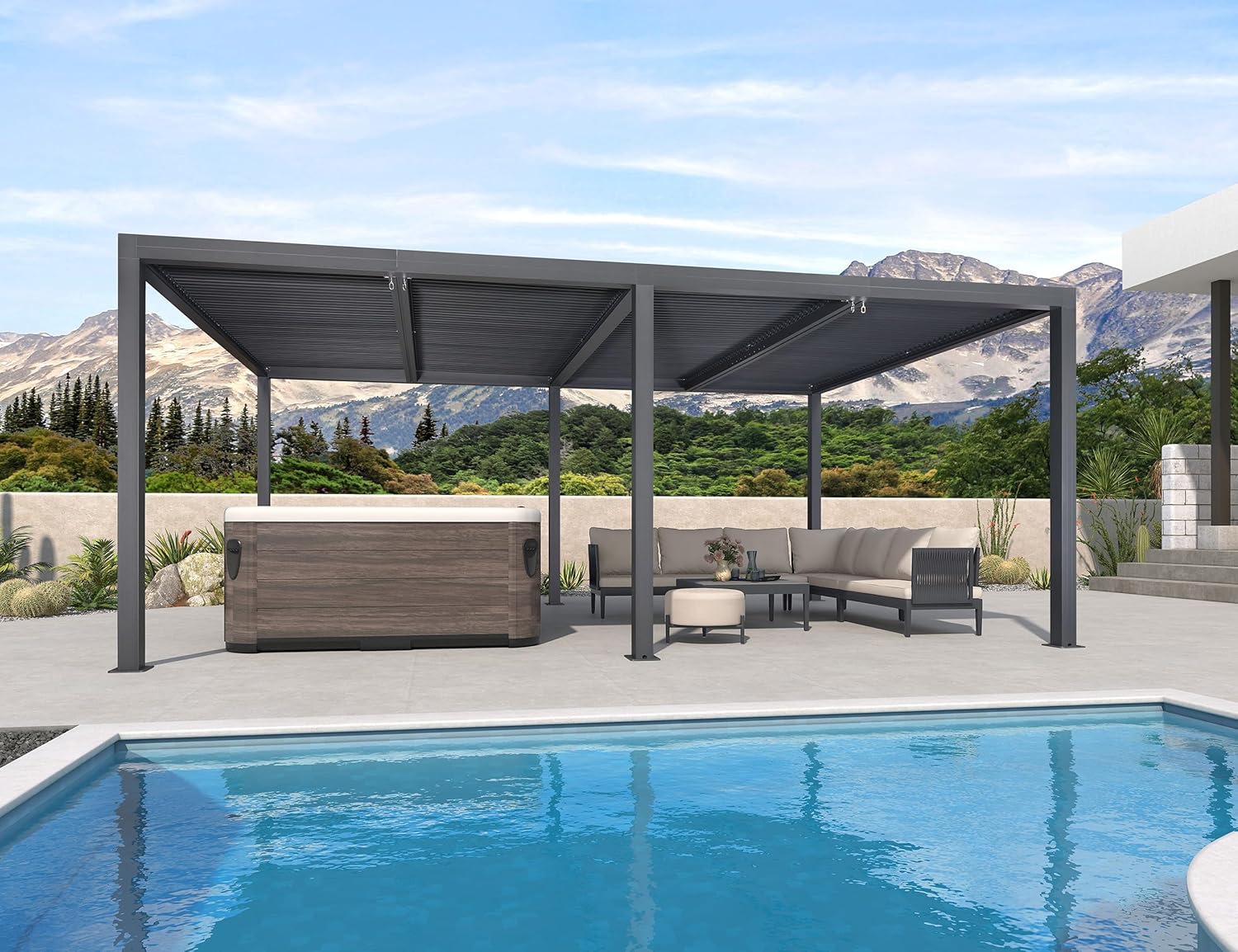PURPLE LEAF - Pergola bioclimatique - 6x3,68m - aluminium lames orientables