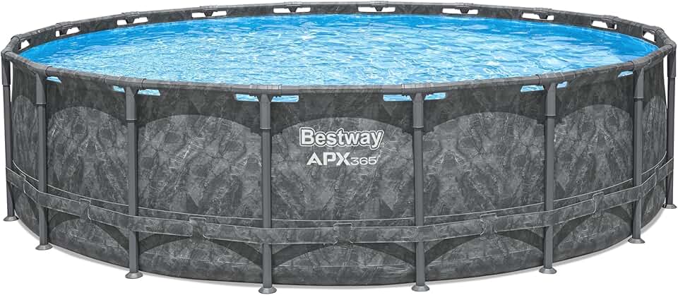 Bestway Kit Piscine Hors Sol Ronde APX 365-549 cm x 549 cm x 132 cm - Gris foncé