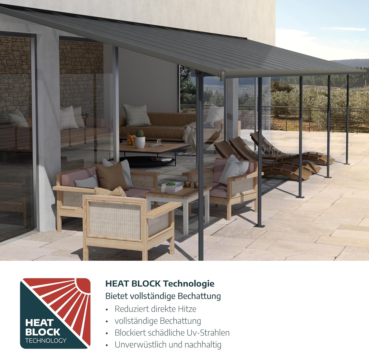 Canopia by Palram - Pergola Sierra - 3x3,05m - aluminium & polycarbonate, moderne et élégante