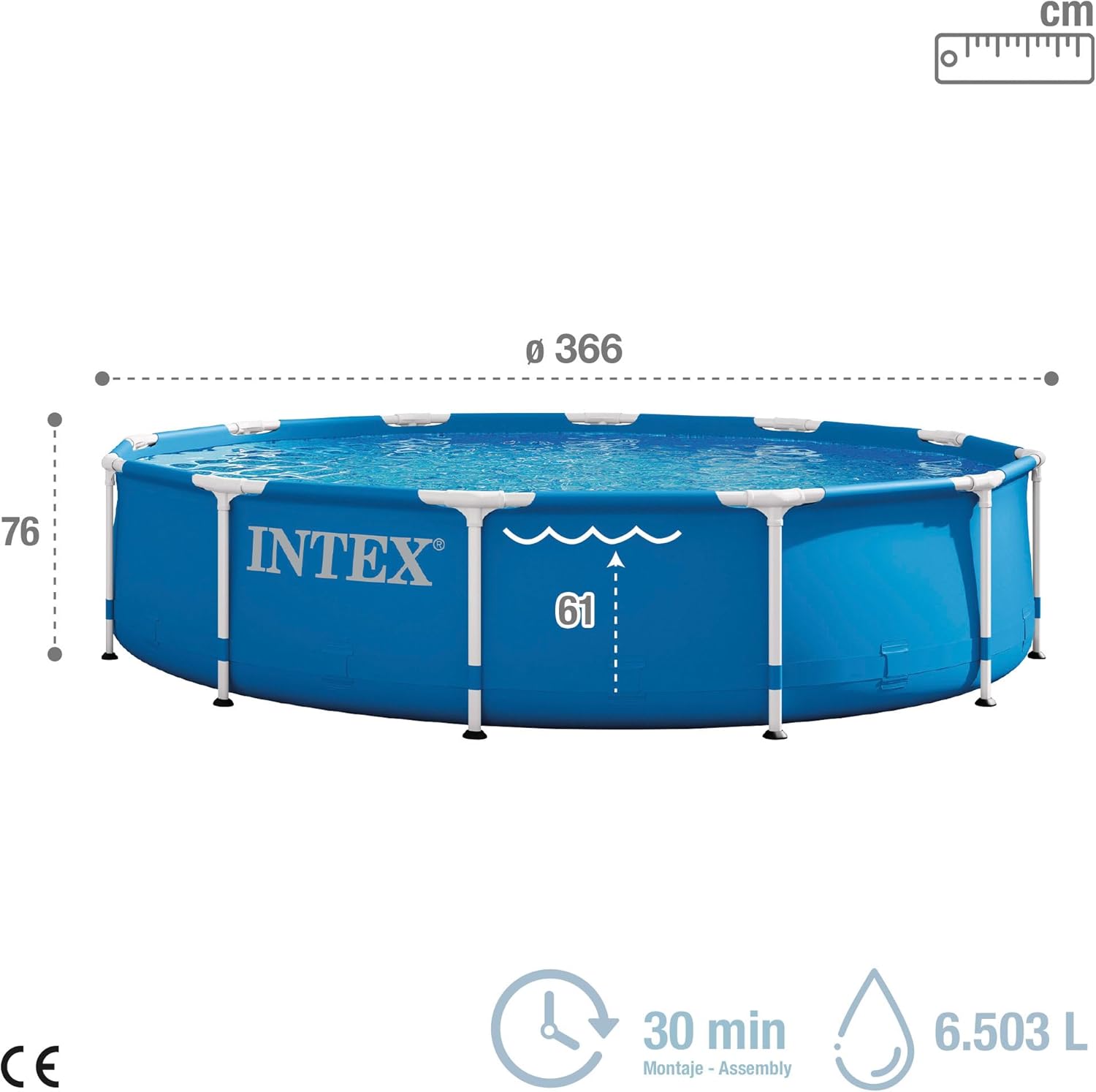 Intex - Metal Frame ronde - 3,66 x 0,76 m - kit piscinette tubulaire