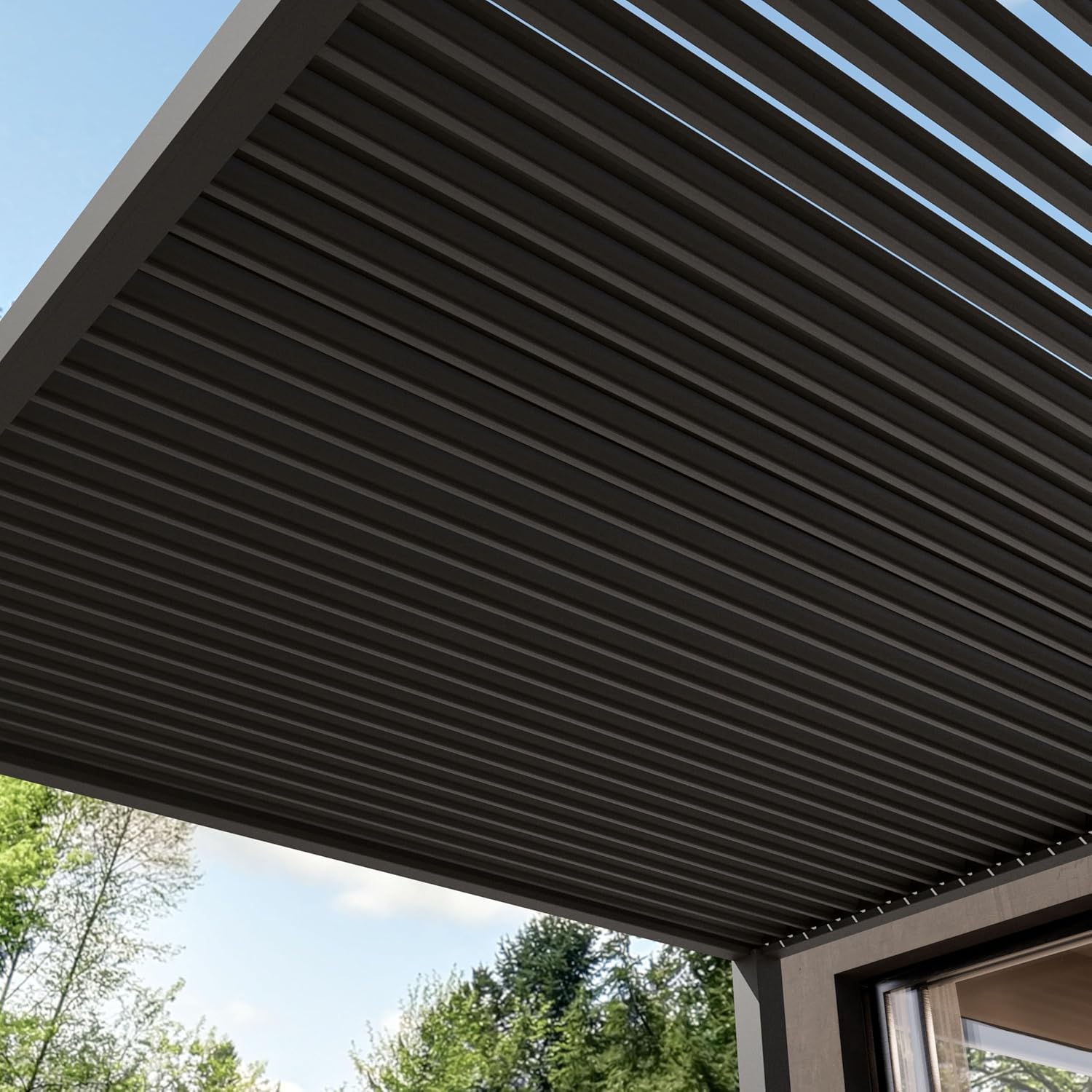 PRIMEYARD - Pergola aluminium, lames orientables, 4x4 m, gris