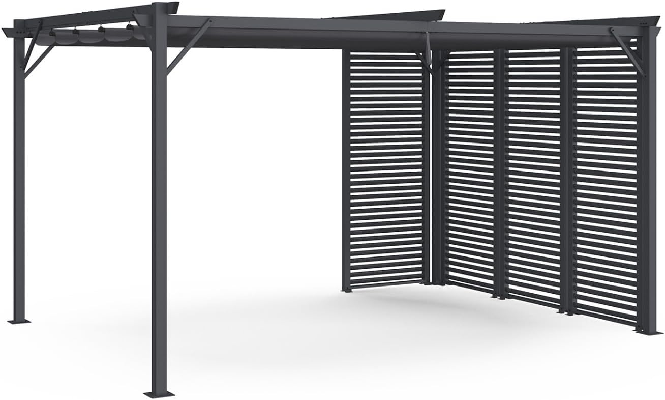 IDMarket - Pergola Collector Persienne 3x4M toit rétractable 4 pans modulables Gris Anthracite