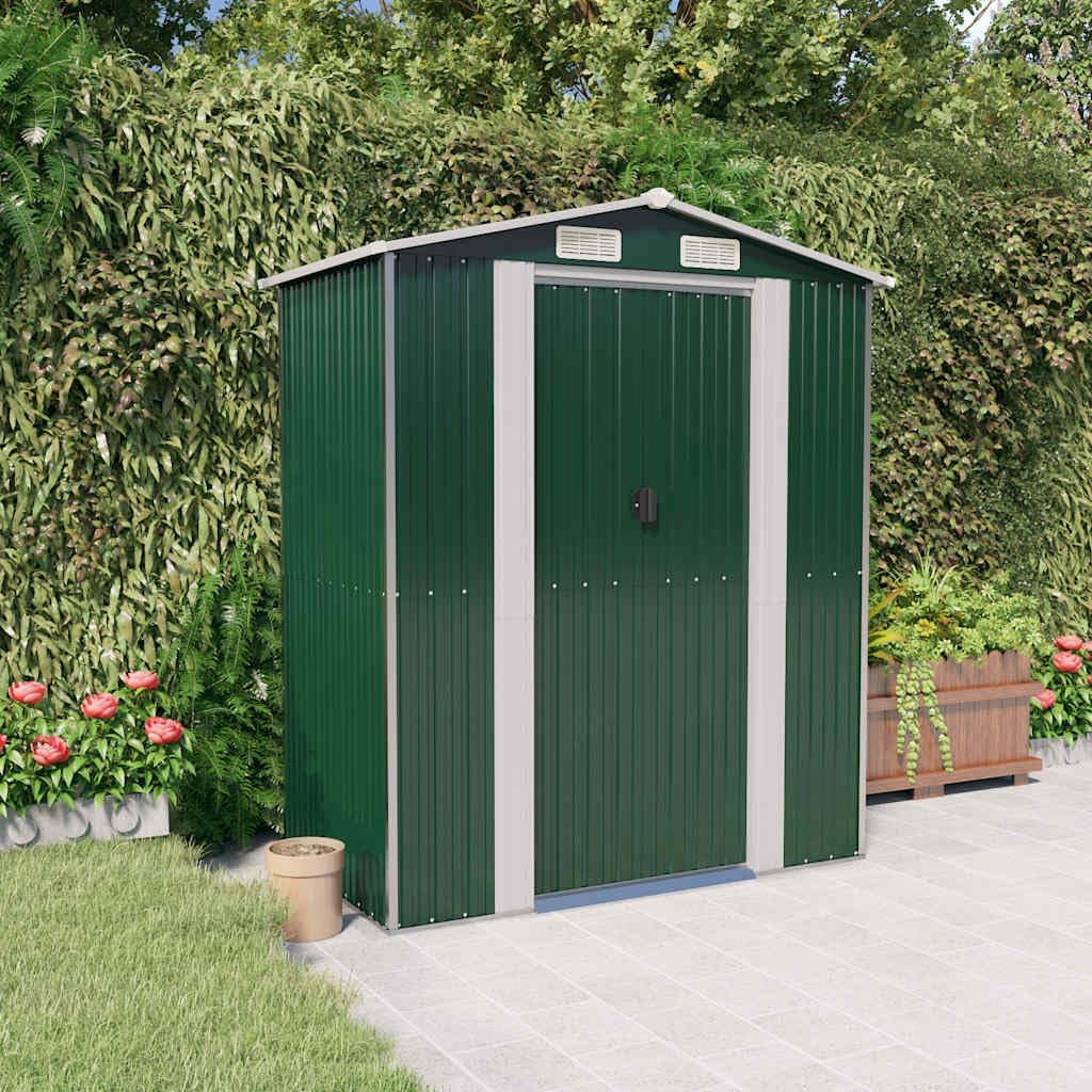 vidaXL - Abri de jardin vert 192x108x223 cm acier galvanisé, rangement