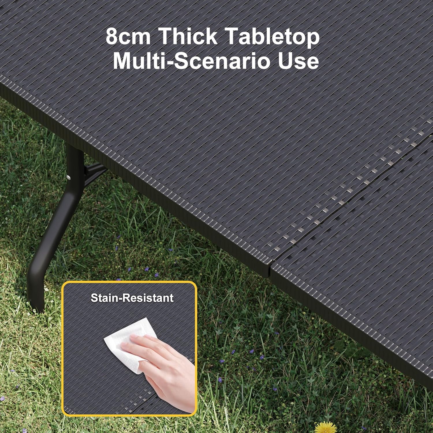 JUMMICO - Table pliante jardin 3 pièces - bancs 300 kg - 4-6 personnes