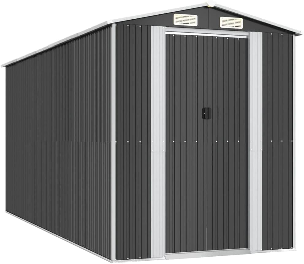 vidaXL - Abri de jardin acier galvanisé anthracite - 192x440x223 cm - remise extérieure spacieuse
