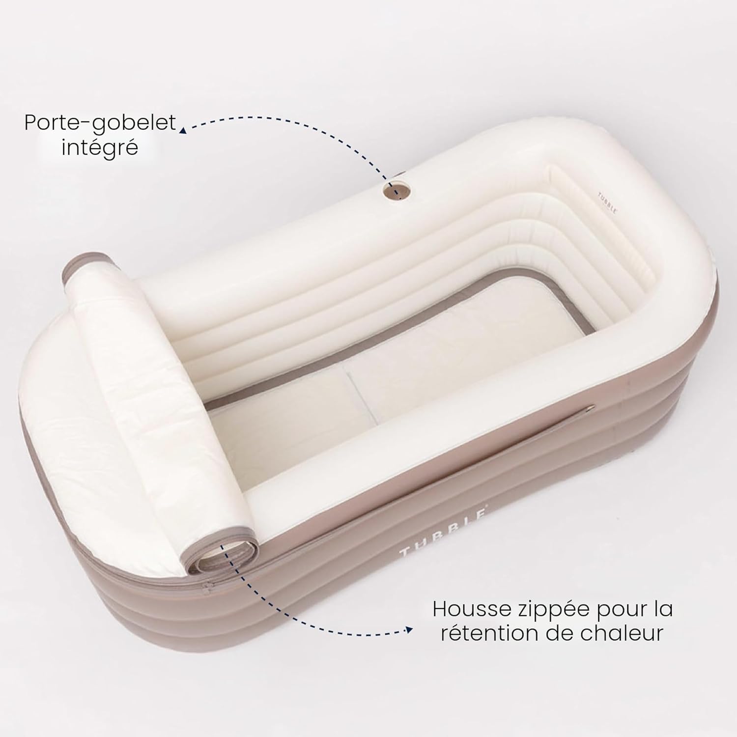 Tubble - Cuzi Spa Ambient Taupe - 255 L - Spa gonflable, massage bulles