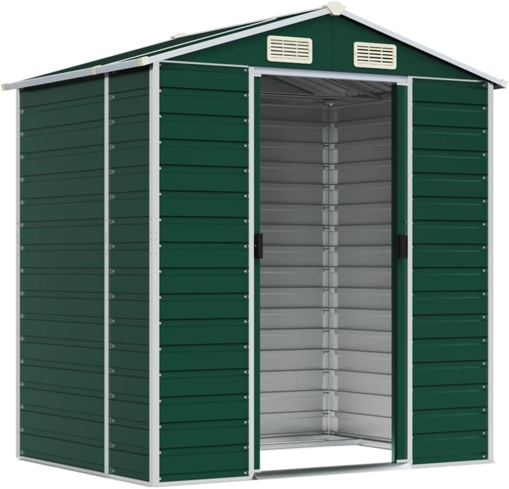vidaXL - Abri de jardin - 191x130x198 cm - acier vert, toit incliné