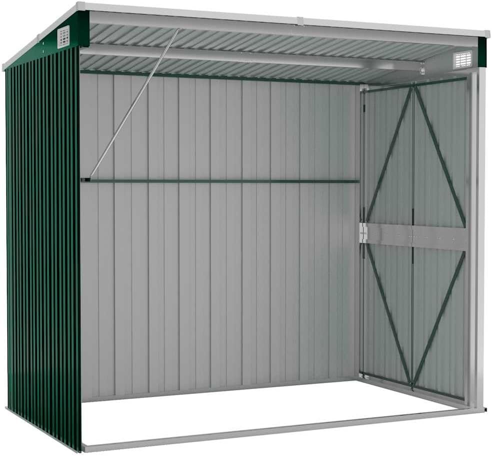 Solivagant - Abri de jardin mural vert - 118x194x178 cm - acier galvanisé
