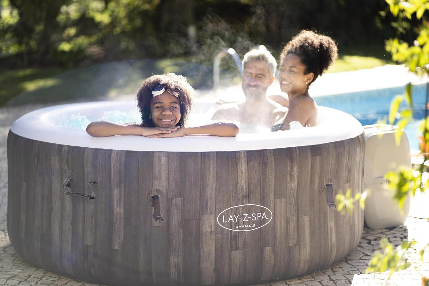 Spa Gonflable Rond Lay-Z-Spa® Bahamas Airjet Motif Bois 2 à 4 Personnes, 180 x 66 cm