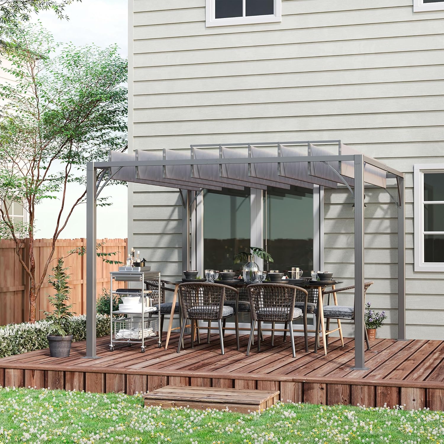Outsunny - pergola bioclimatique - 3x3m - lames orientables aluminium UV 50+