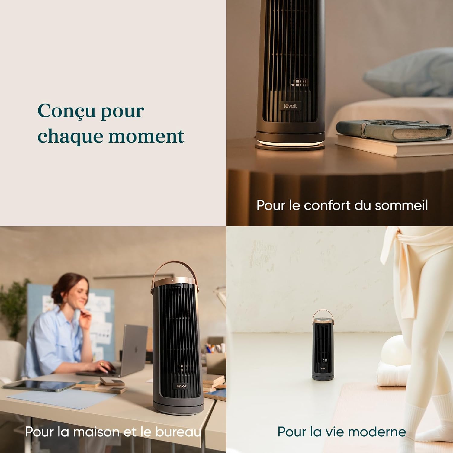 Levoit - Windi Mini Pro - compact - ultra silencieux, 7m/s, 4 vitesses, oscillant