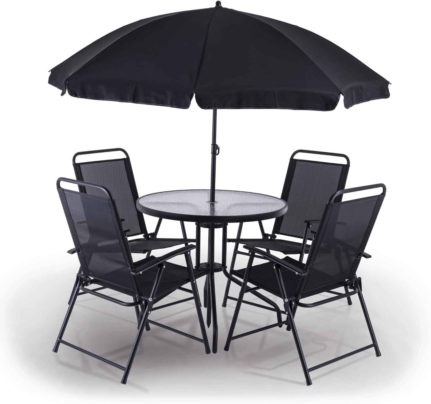 Practixx - Salon de Jardin Balcon série PX-BS-1 - 4 places, table, 4 chaises, parasol, résistant UV/intempéries, PX-BS-1