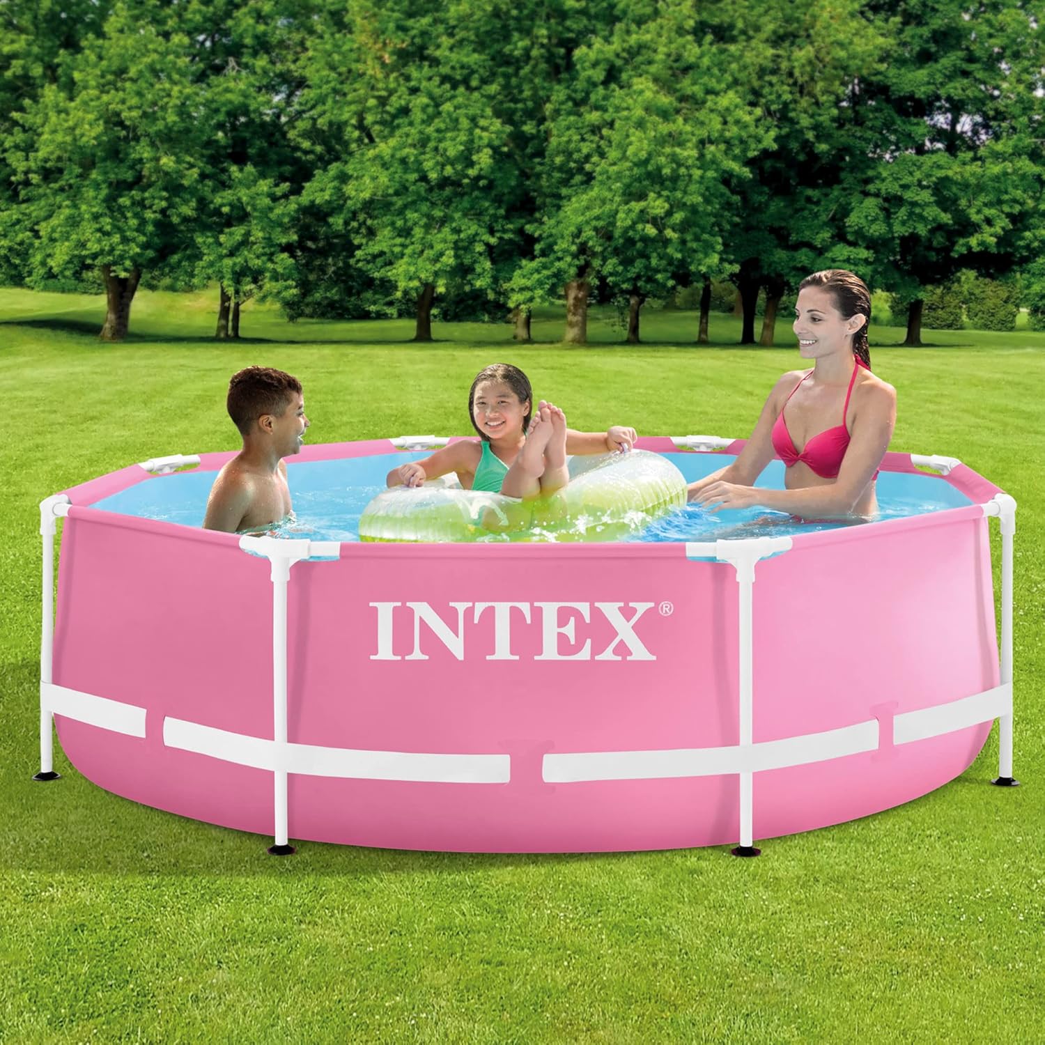Intex - Pink Metal Frame Pool série - 2,44 x 0,76 m - cadre métal robuste - 28290NP