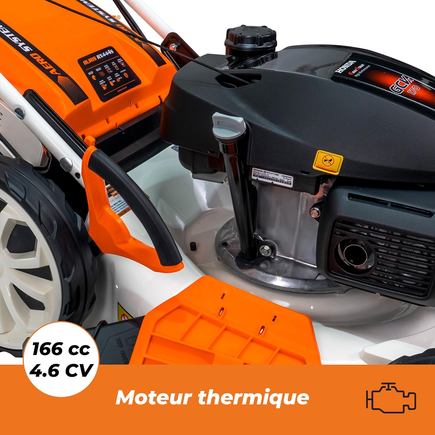 RURIS - RX444S - 510 mm - Tondeuse thermique Honda 4,6 CV, 65L, 5 fonctions