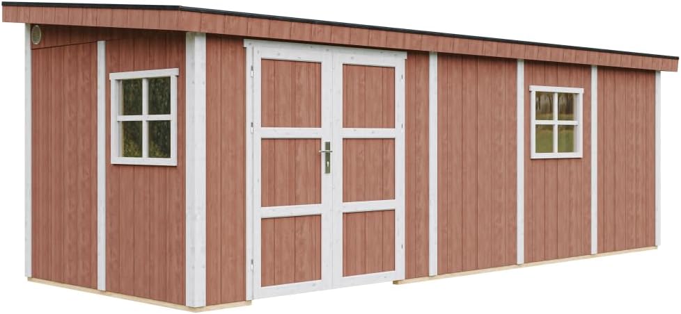 Timbela - Abri de jardin premium 14,3m², panneaux LP, H231x248x648cm, M941B-REDWOOD