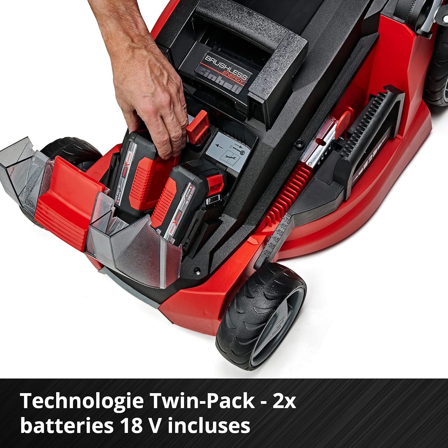 Einhell Tondeuse à Gazon sans Fil GE-CM 43 Li M KIT Power X-Change (36V, Largeur de Coupe 43 cm, Surface conseillée 500 m²) Livré avec 2 Batteries 4,0 Ah et Chargeur