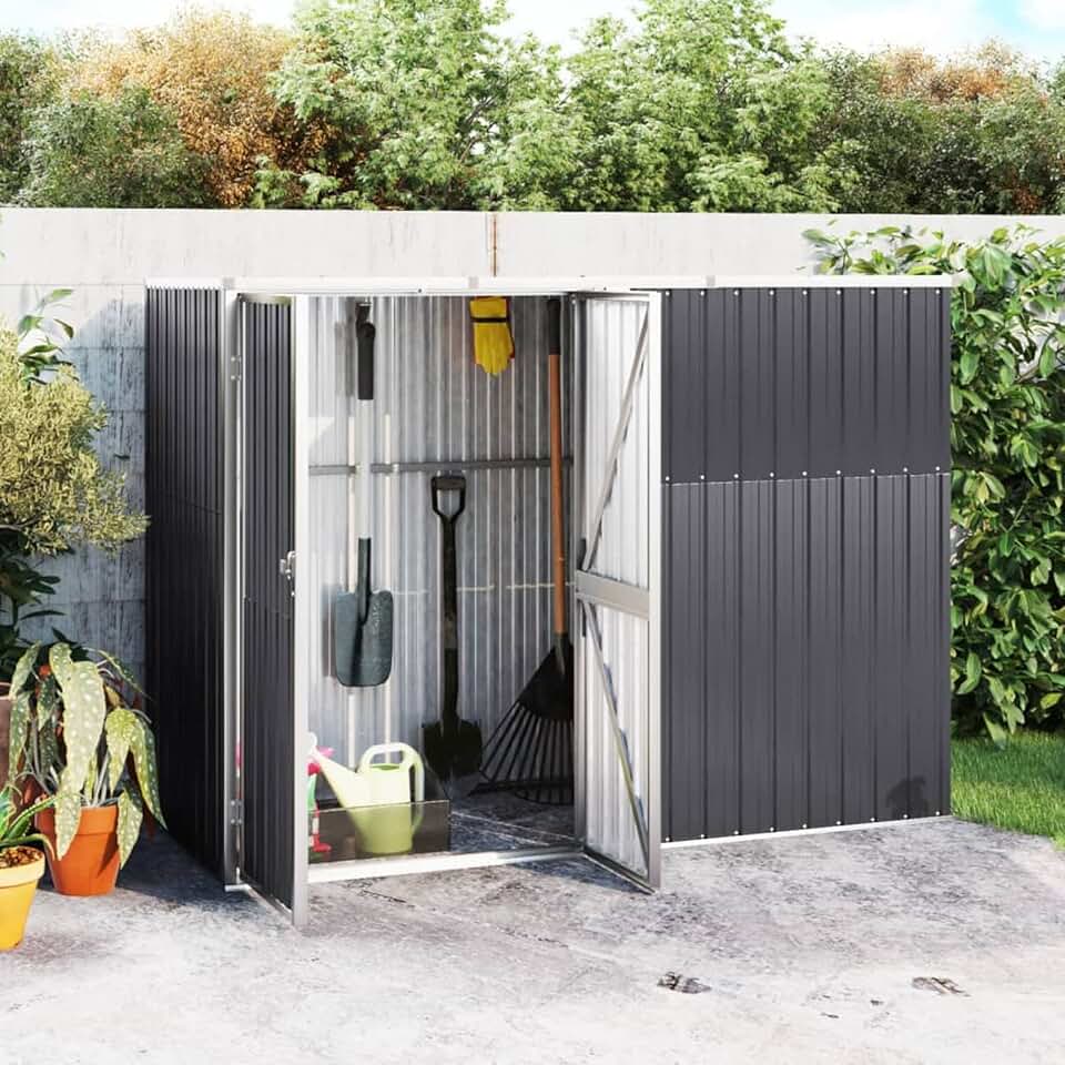 Festnight abris de Jardin Metal cabane de Jardin Acier galvanisé - Remise pour Outils - abri vélo - abri Poubelle-résistant aux intempéries- Portes verrouillables-Anthracite 225 x 89 x 161 cm