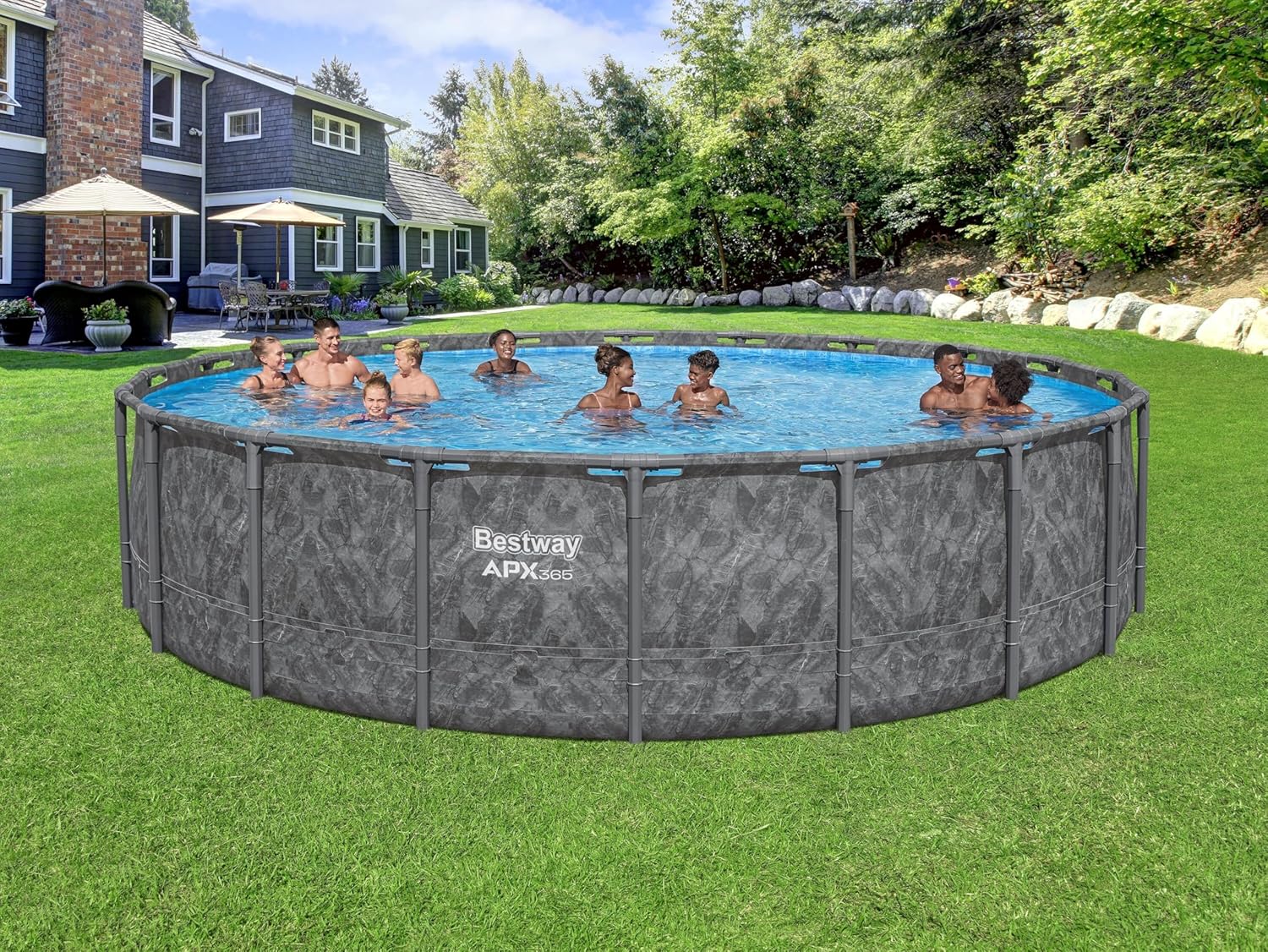 Bestway - Kit Piscine Hors Sol APX - ronde - 610x610x132 cm - gris foncé