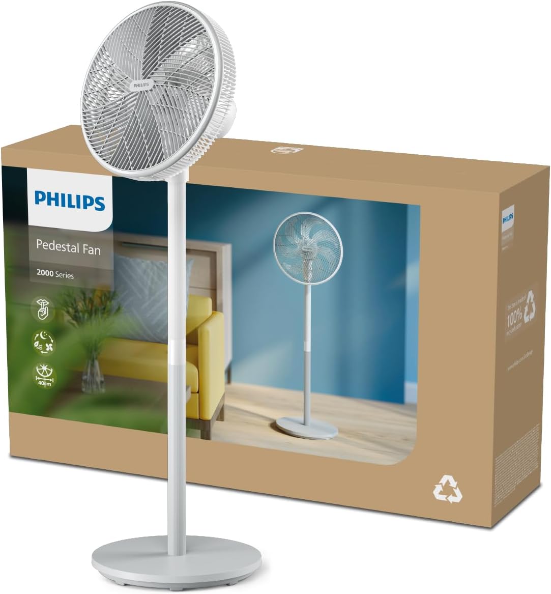 Philips - Série 2000 - ventilateur sur pied, 19 dB, SilentWings, CX2550/00