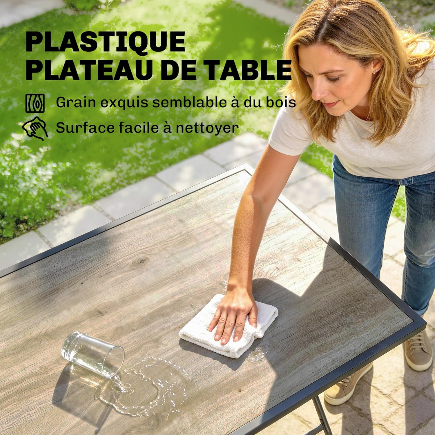 Outsunny - ensemble salle à manger pliant 5 pièces, sièges textilène, gris