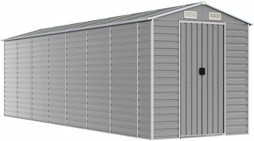 vidaXL Abri de Jardin Gris Clair 191 x 640 x 198 cm en Acier galvanisé