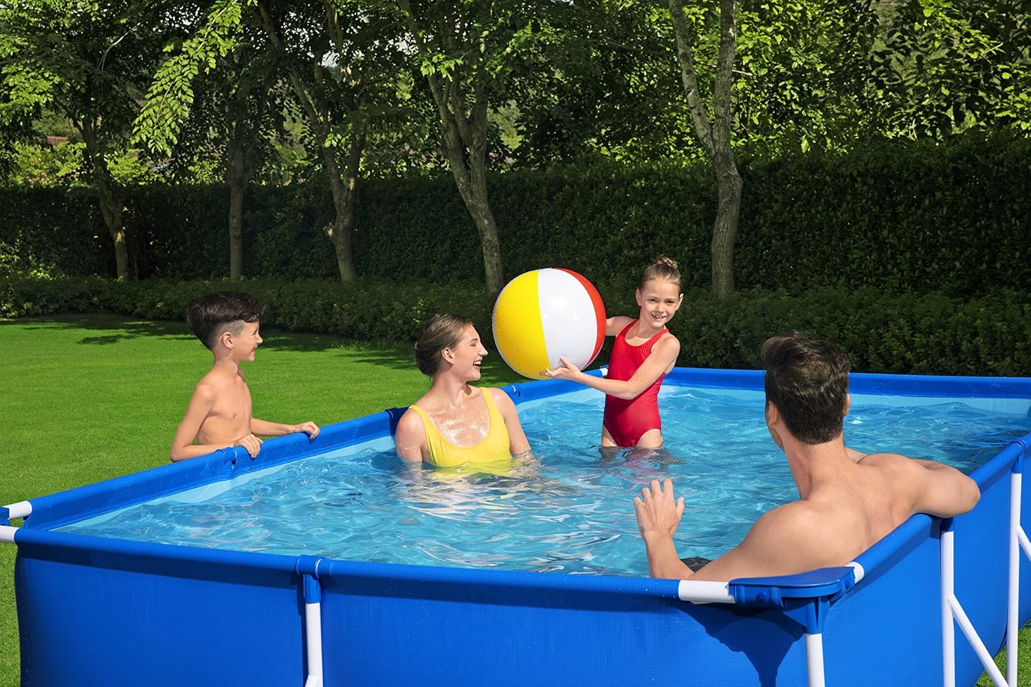 Bestway – Steel Pro – Piscine rectangulaire pour Enfant – avec Cadre en Acier et Pompe filtrante Piscine pour Enfant. 400 x 211 x 81 cm Bleu