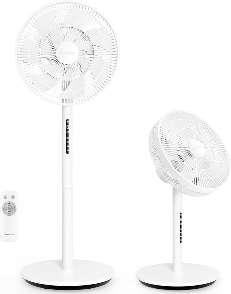 LeaderPro - ventilateur sur pied 120cm - 8 vitesses, télécommande, moteur DC