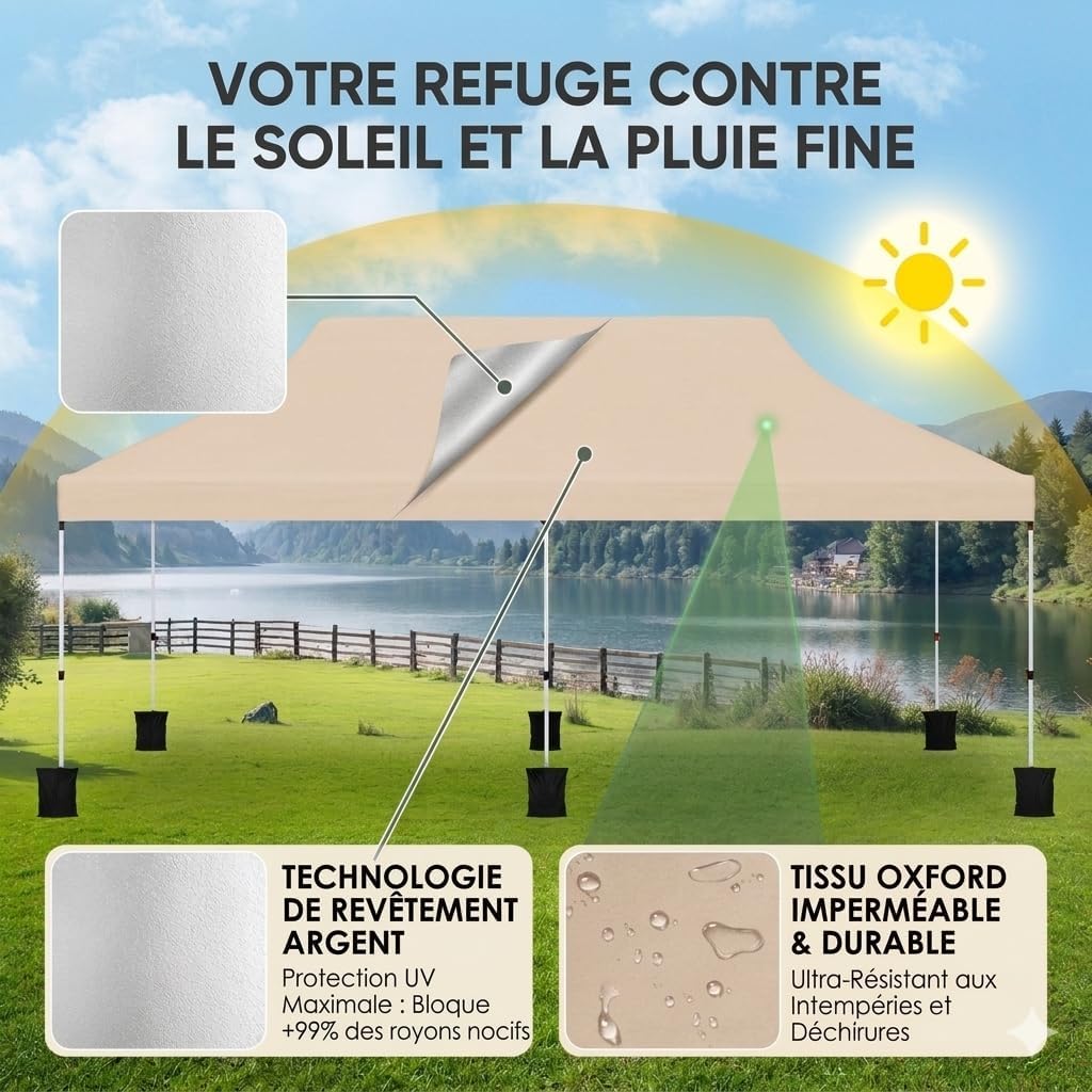 GOPLUS - barnum pliant série jardin - 3x6m - imperméable, sac transport