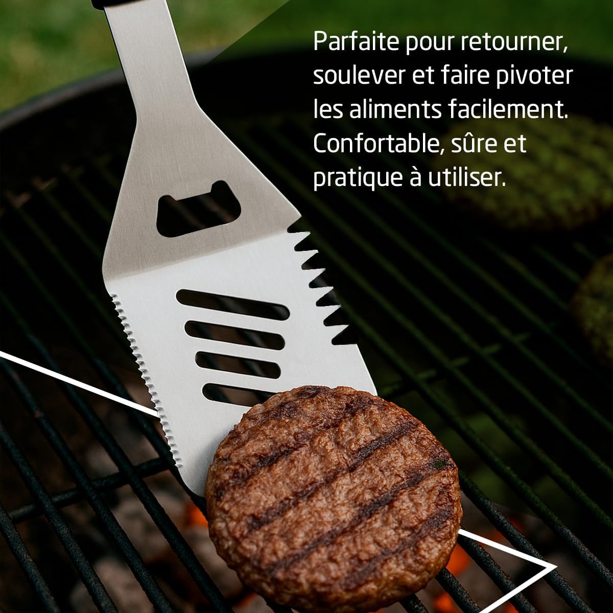 Amig - Fireplus spatule barbecue 44,5 cm acier inox, manche silicone