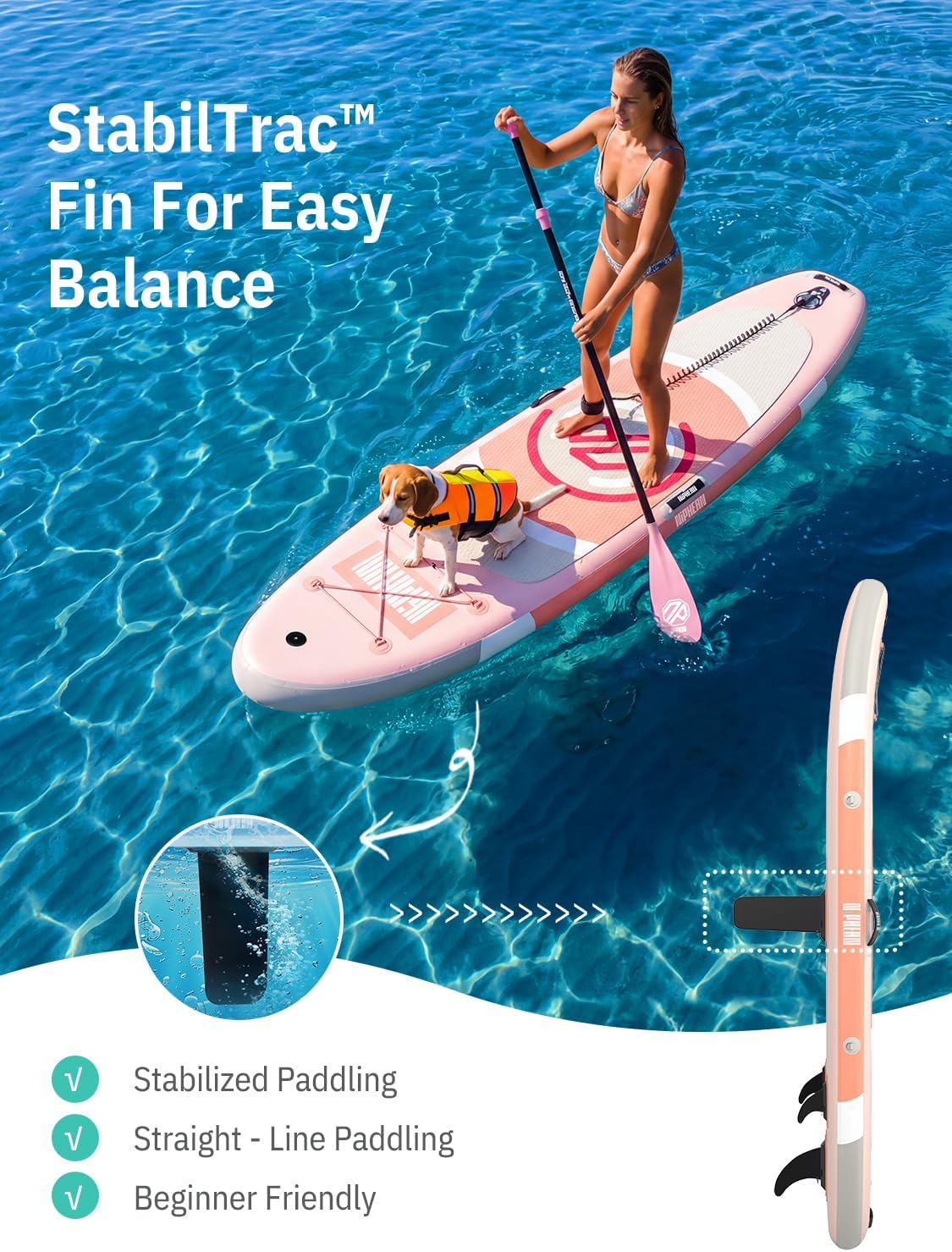 Niphean - Paddle gonflable adulte ultraléger avec siège - stabilité +30%, surface antidérapante