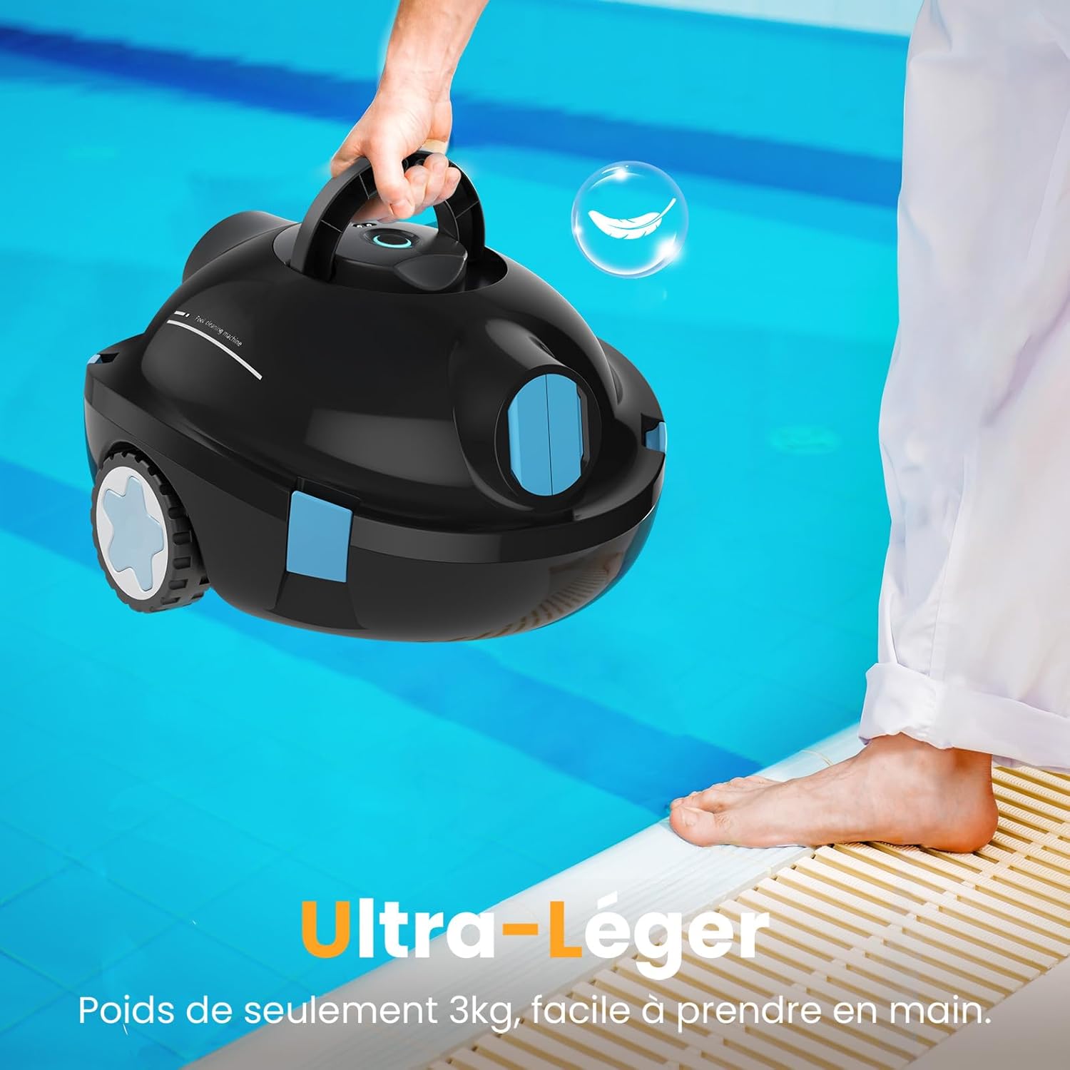 MEDOXA – Robot piscine sans fil, 120 min autonomie, pour 100 m² – Noir
