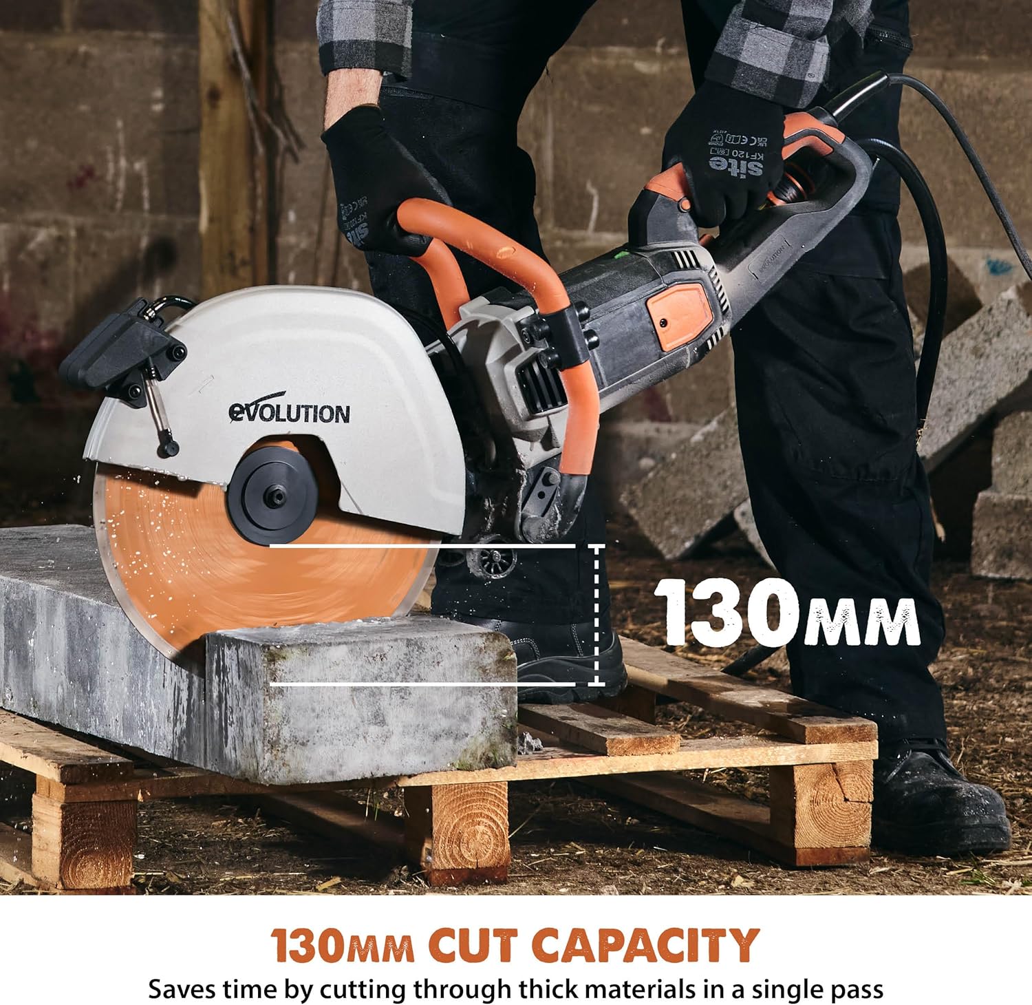 Evolution Power Tools - tronçonneuse béton série R - 350mm, 2700W, lame diamant - R350DCT