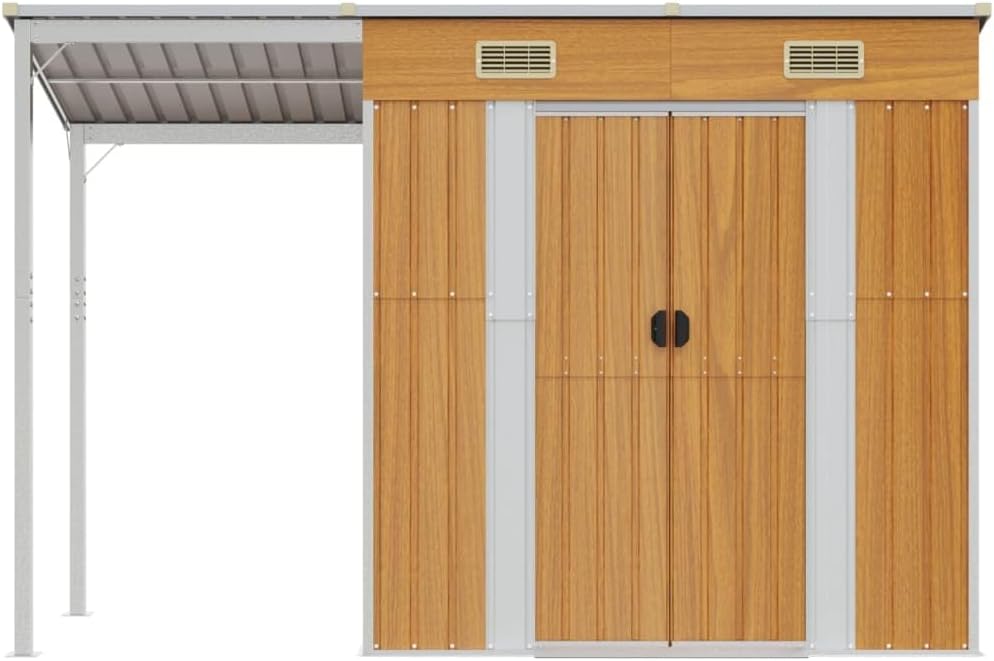 LAPOOH - Abri de Jardin toit prolongé 277x110,5x181cm marron clair