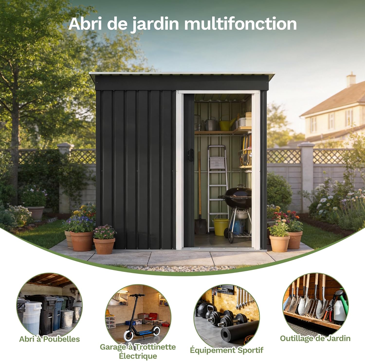 Devoko - abri de jardin métal - 5x3 ft - ventilé, résistant, extérieur
