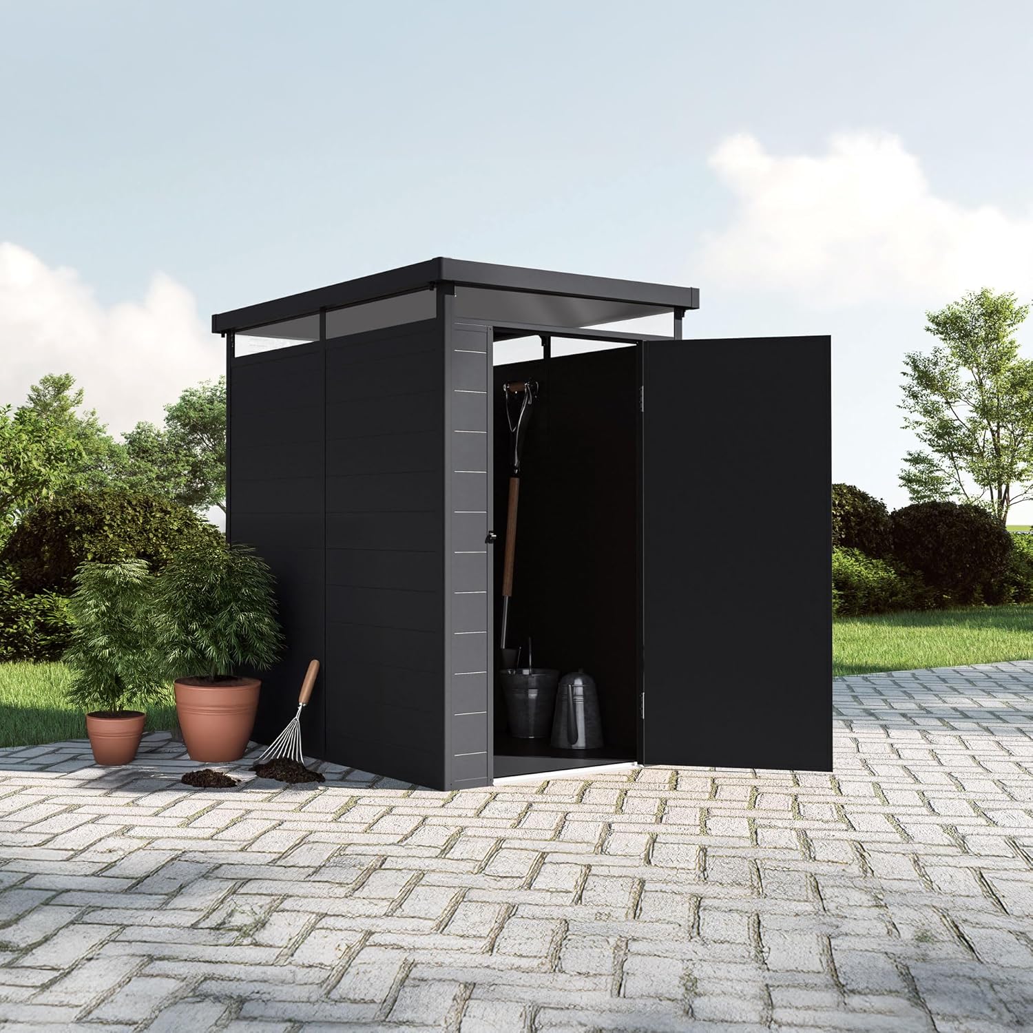 Wasabi - Abri jardin Terra, 2,47m², alu/PVC, UV, gris anthracite