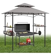 RELAX4LIFE Tonnelle Barbecue Exterieur | Auvent Abri Barbecue | 2 Tablettes de Service | Toit Ven...
