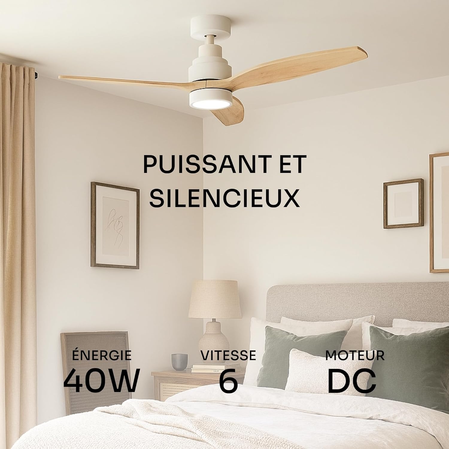 Mellerware - Brizy! Bright - 132cm - 45W, télécommande, LED, 6 vitesses