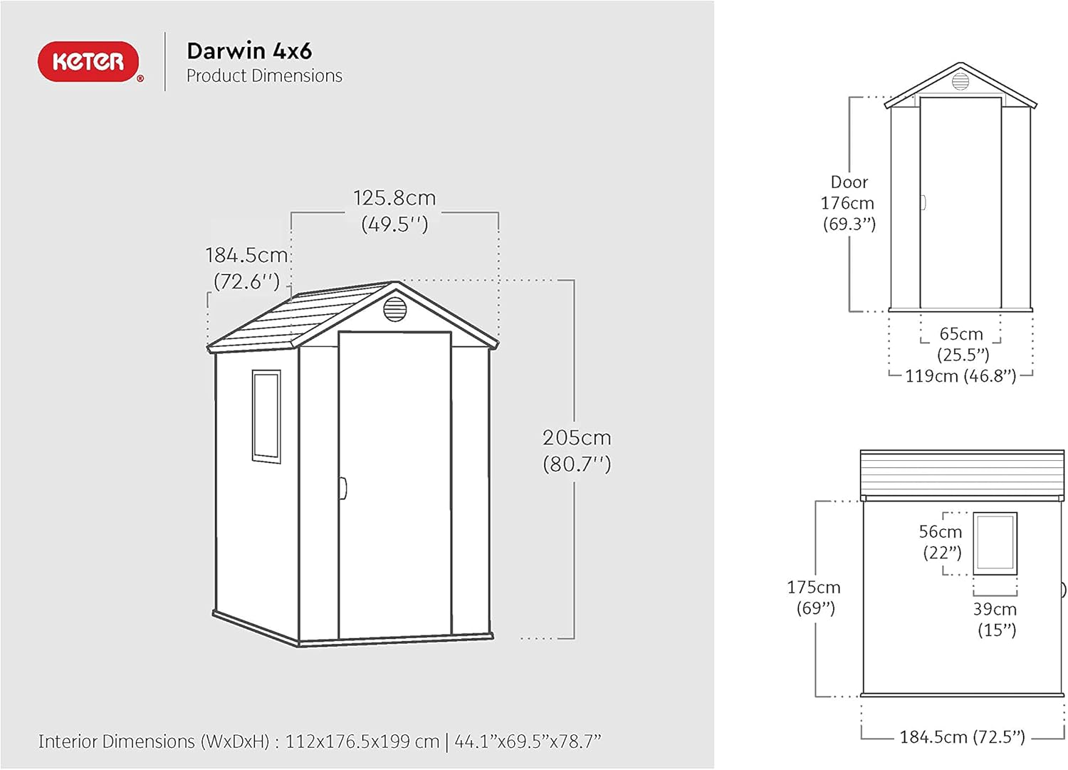 Keter - Darwin 46 - 2,2m² - Abri de jardin résistant et facile à monter