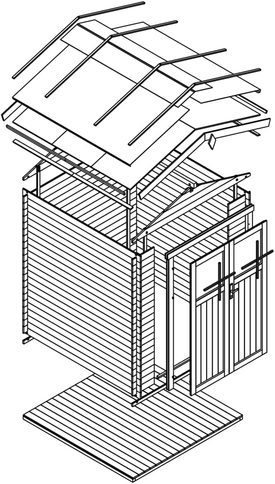 TIMBELA - abri de jardin bois, 4,33m², toit étanche, porte sécurisée, M369F+M369G