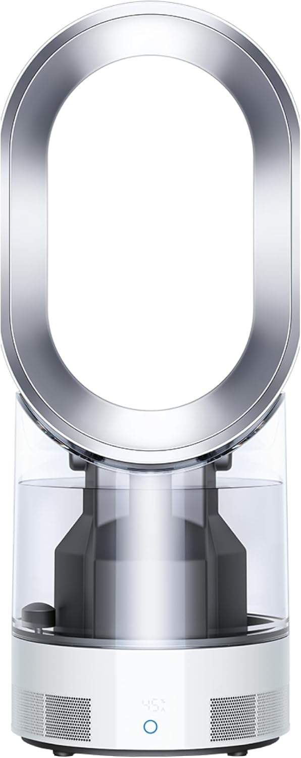 Dyson AM10 Humidificateur et ventilateur, brume froide ultra-fine, contrôle automatique de l’humidité, Blanc/Argent