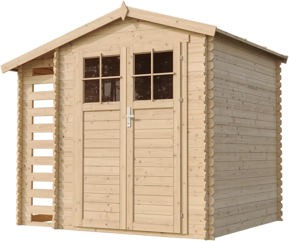 TIMBELA - M386F - 206x272x218 cm - Abri bois, porte verrouillable, range bûches, I206xL272xH218