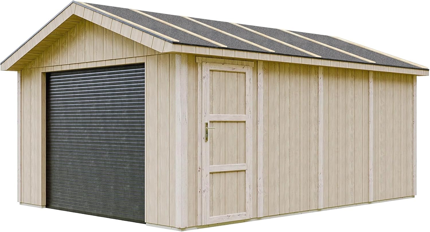 Timbela - Abri de jardin premium 17m², panneaux LP Smartside, L378xL530cm - M991B