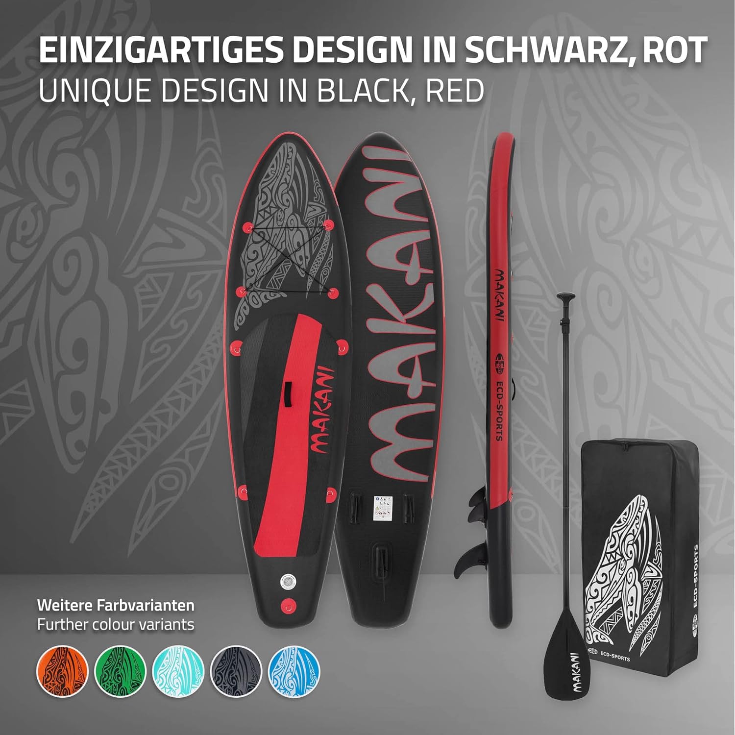 ECD Germany - Stand Up Paddle Board - 305/308/320/380 cm - PVC, 120/150 kg, 10/15 cm d'épaisseur