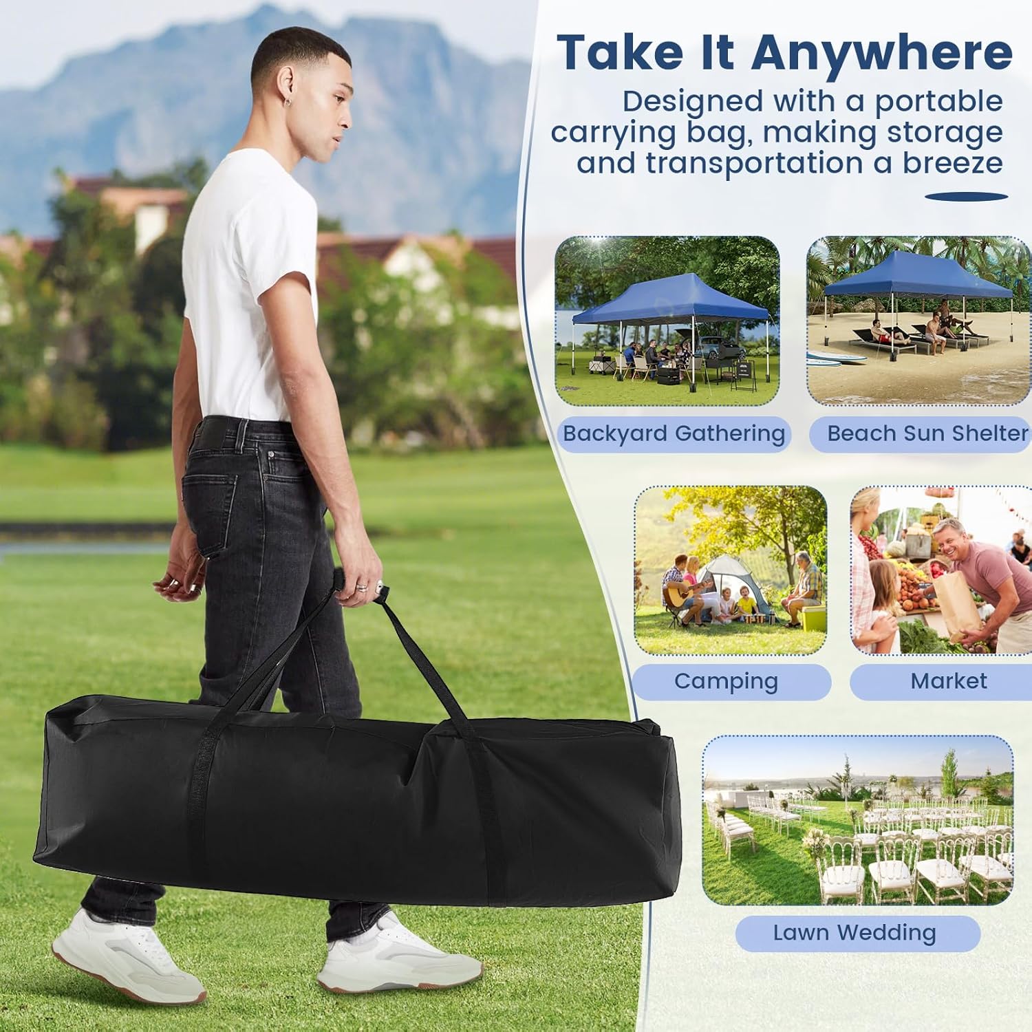 GOPLUS - tonnelle pliante - 3x6m - imperméable, avec sacs, bleu
