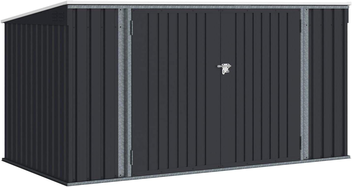 IDMarket - Abri de jardin XXL métal gris anthracite, verrouillable, multi-rangement, 340x382x180 cm