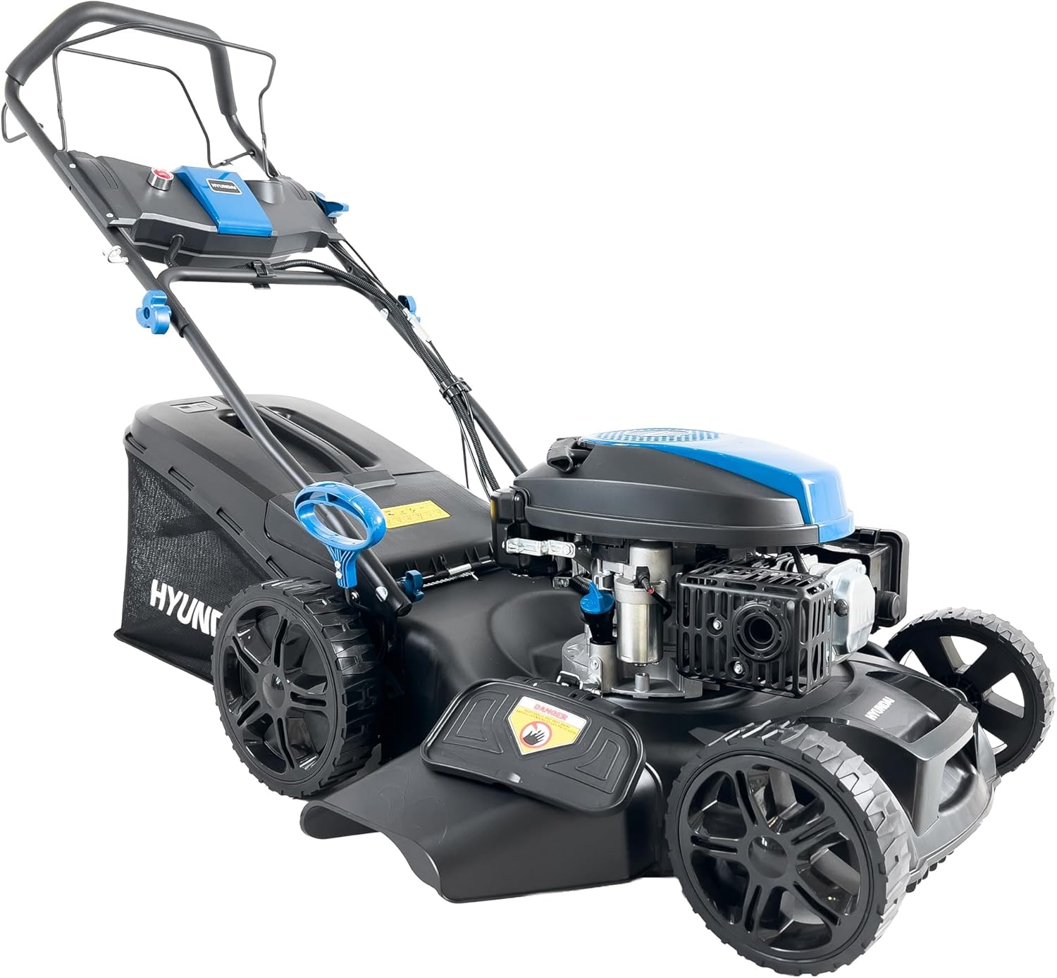 Hyundai - tondeuse thermique autotractée 51cm, moteur 196CC, démarrage électrique, 4-en-1, bac 60L
