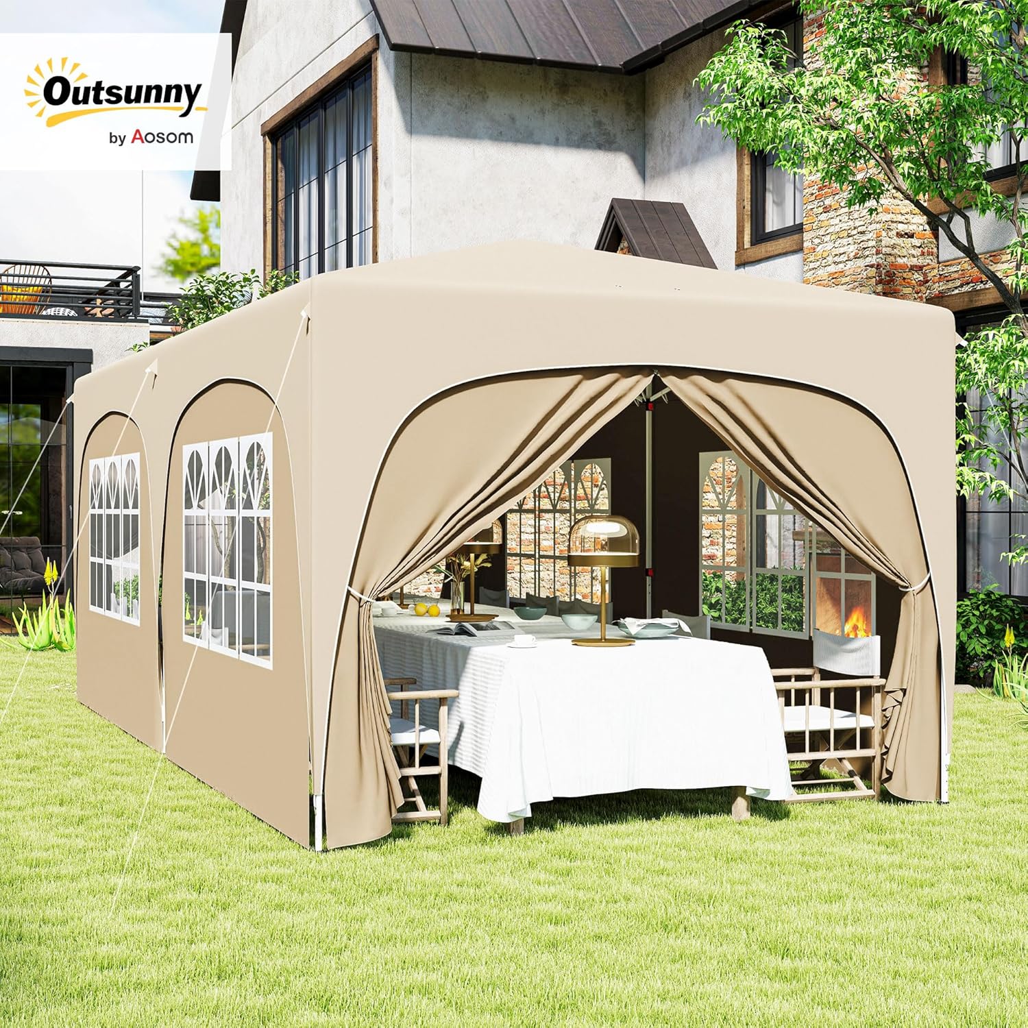 Outsunny - tonnelle pliante Pop up - 3x6 m - UPF50+, accessoires