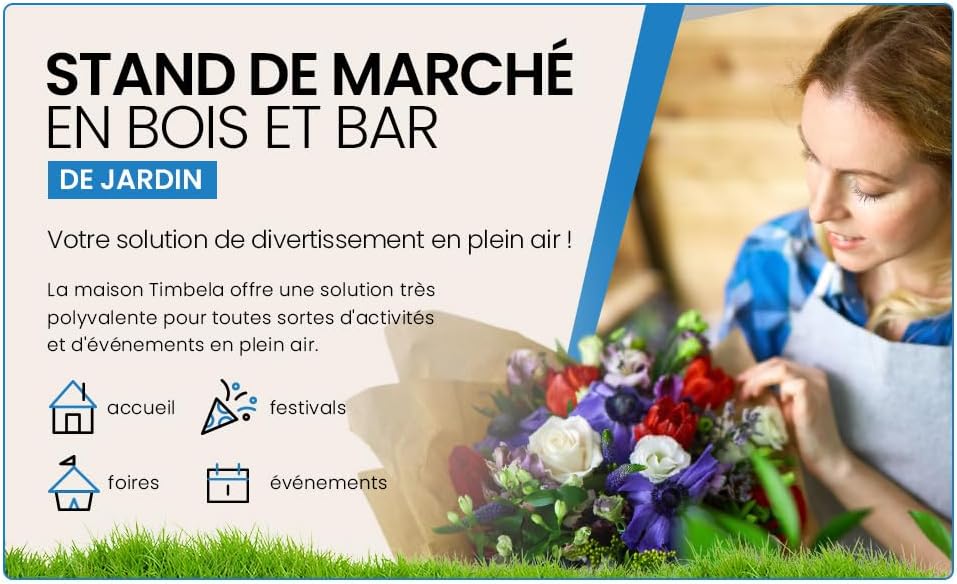 TIMBELA - abri de jardin bois, 6 m², 3 fenêtres, facile à monter, M150A
