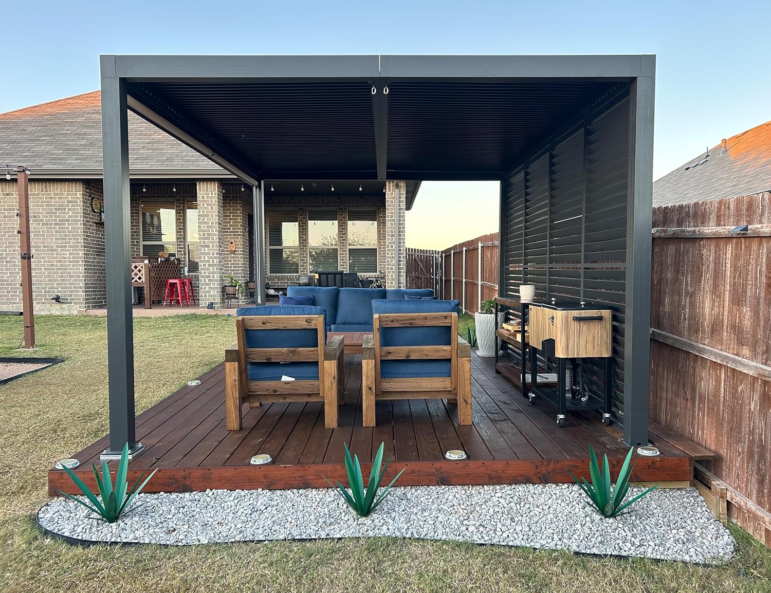 PURPLE LEAF - Pergola bioclimatique 4,6x3,3 m, alu, persiennes fixes