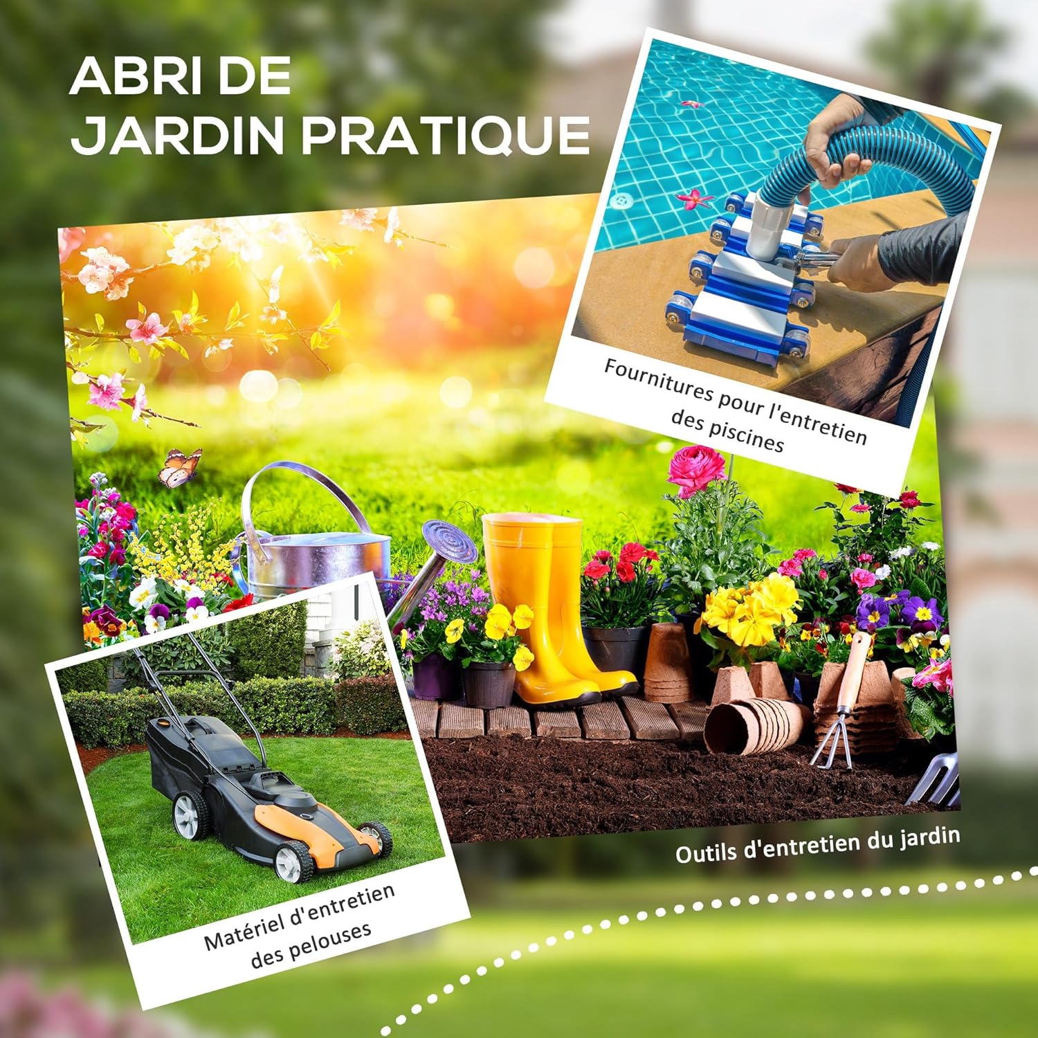 Outsunny - Abri de jardin 1.54m² - porte verrouillable, fenêtre, aération - 122x149x192/177cm